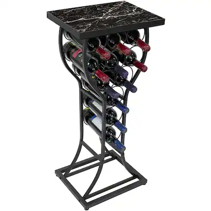 Front. Sorbus - Sorbus Wine Rack Console for Home Bar, Mini Wine Stand with Faux Black Marble Table Top, Holds 11 Wine Bottles - Black.