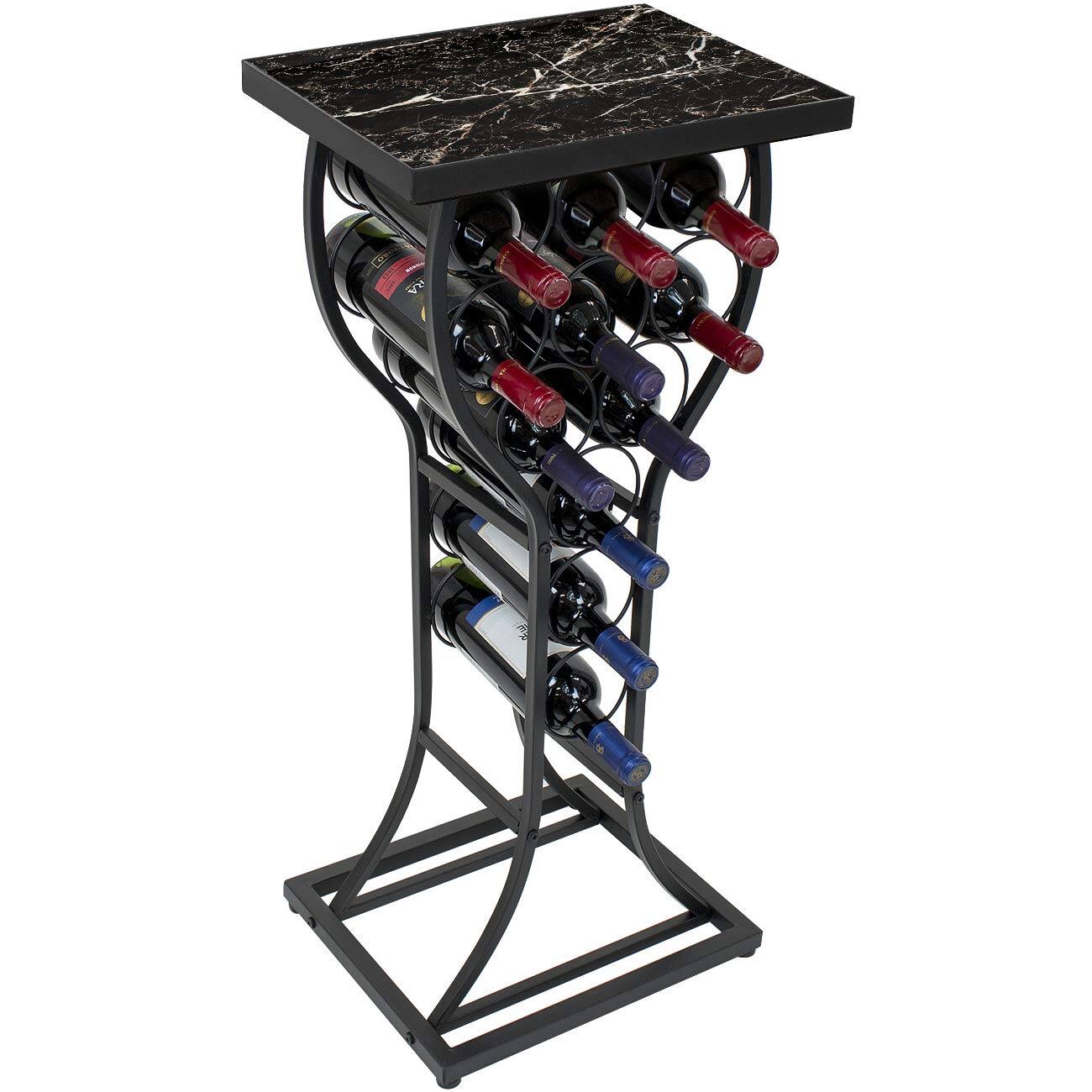 Front. Sorbus - Sorbus Wine Rack Console for Home Bar, Mini Wine Stand with Faux Black Marble Table Top, Holds 11 Wine Bottles - Black.