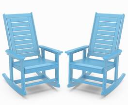 FODINGHILL - Set of 2 Oversized HDPE Rocking Chairs, High Back Porch Rockers for Patio Backyard - Arctic