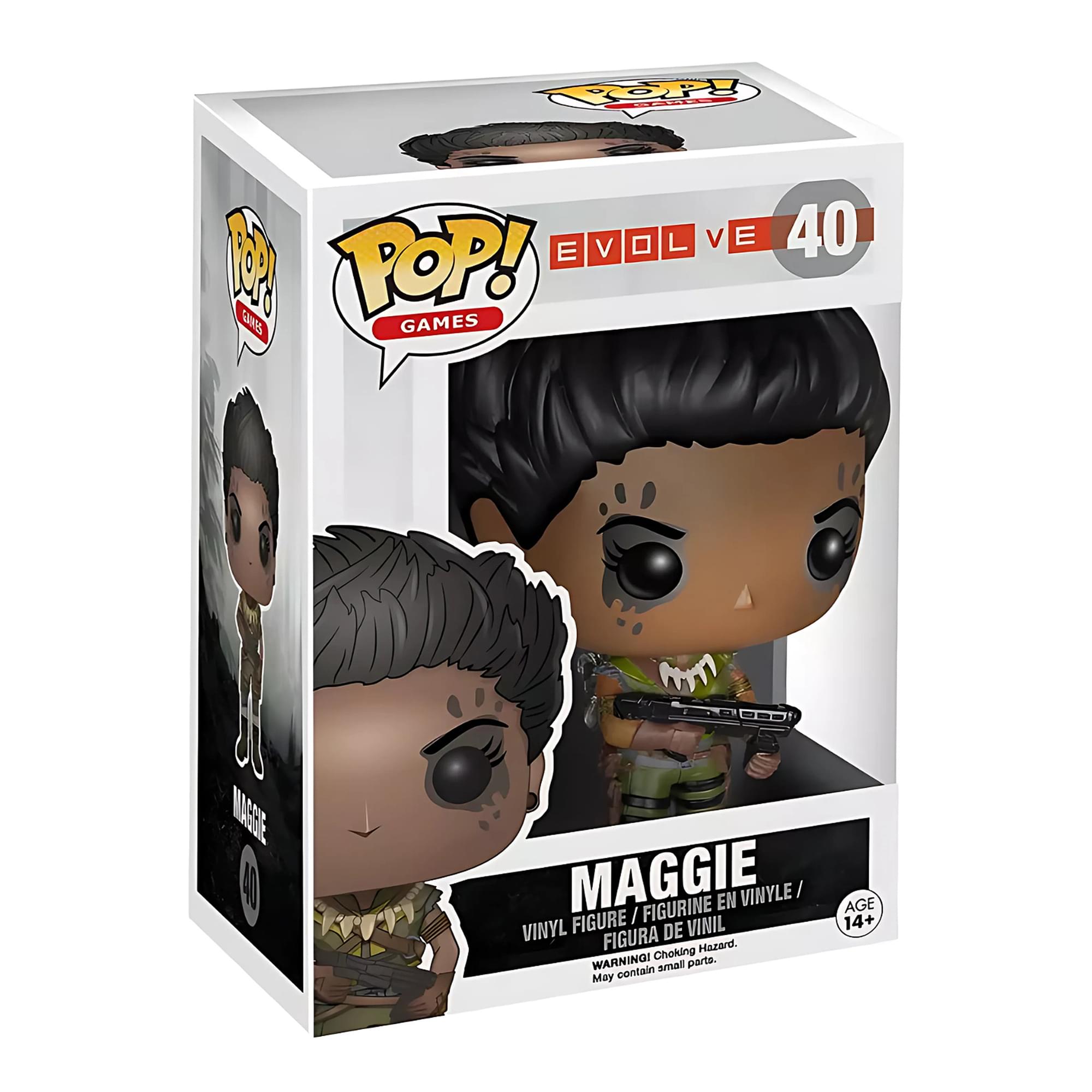 **POP! GAMES**

**EVOLVE 40**

**MAGGIE**

**VINYL FIGURE / FIGURINE EN VINYLE / FIGURA DE VINIL / FIGURA DE VINIL**

**WARNING! Choking Hazard. Small parts. Not for children under 3 years.**

**AGE 14+**