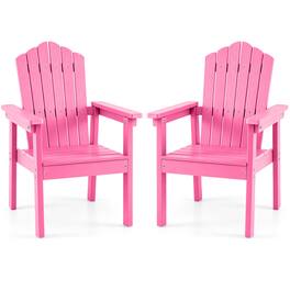 Costway - 2 PCS Outdoor Adirondack Chair, Patio HIPS Chairs with High Backrest, Wide Armrests - Pink