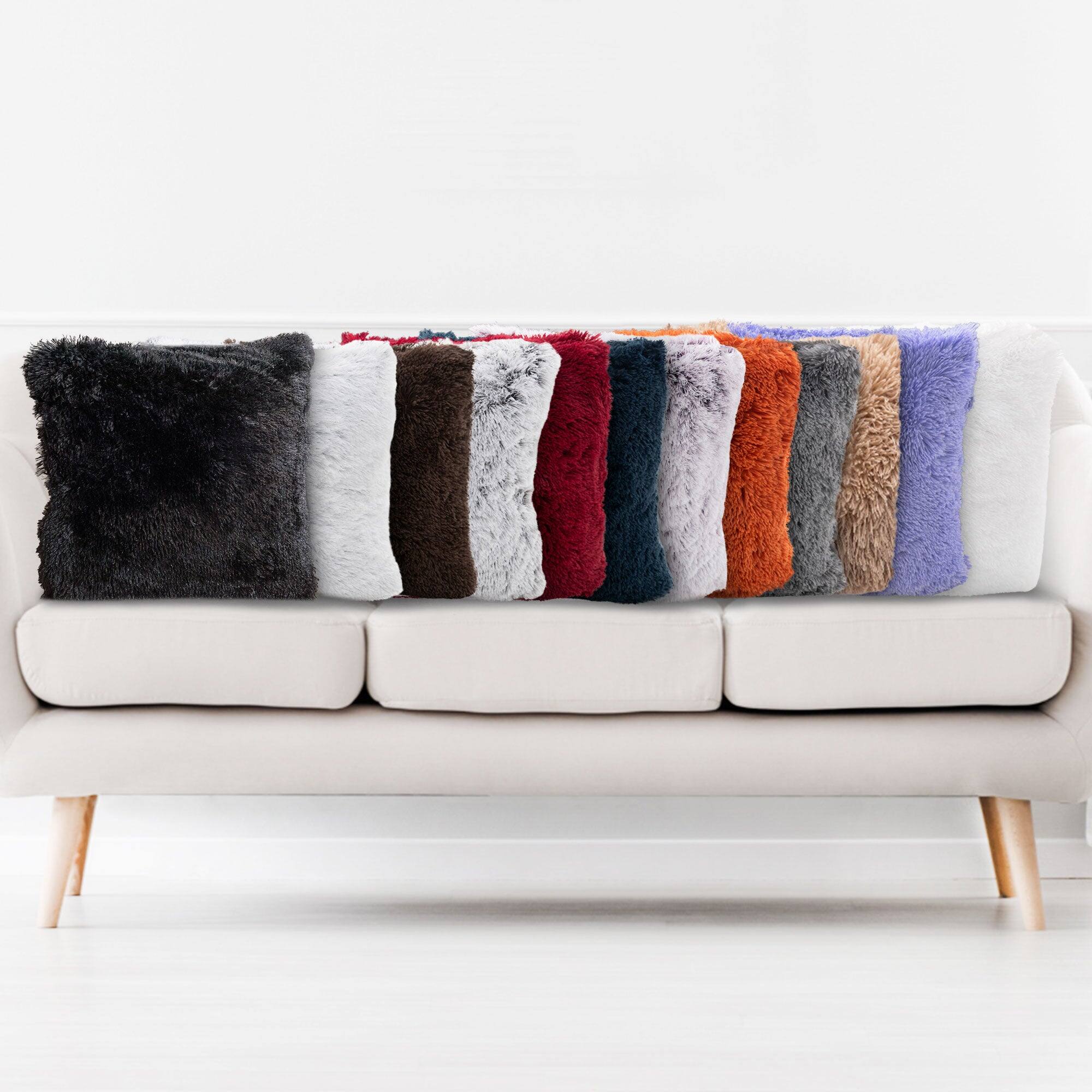 Alt View 10. Cheer Collection - Shaggy Faux Fur Throw Pillows with Inserts Included - Soft, Long Hair Cozy Accent Pillows for Couch or Bed, Set of 2 - Taupe.