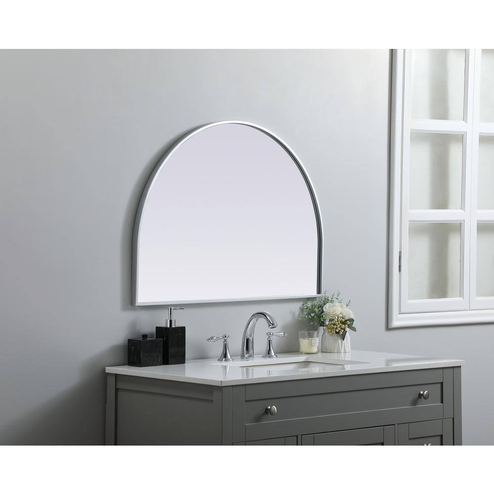 Alt View 4. Elegant Decor - Metal Frame Arch Mirror 33x24 Inch in Silver - Silver.