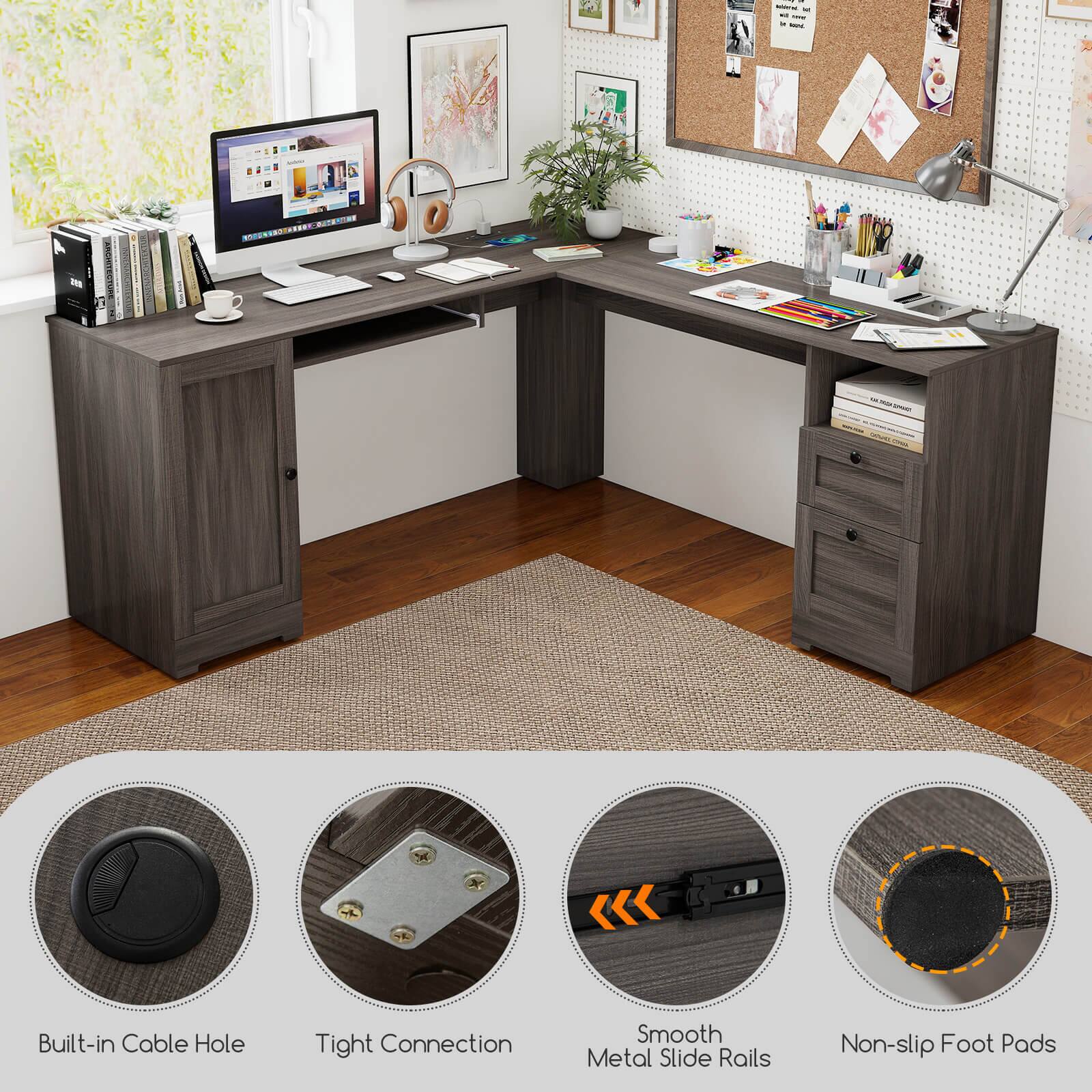 - Built-in Cable Hole
- Tight Connection
- Smooth Metal Slide Rails
- Non-slip Foot Pads