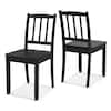 Front. Costway - Wood Dining Chair Set of 2 with Rubber Wood Legs Curved Backrest for Kitchen - Black.