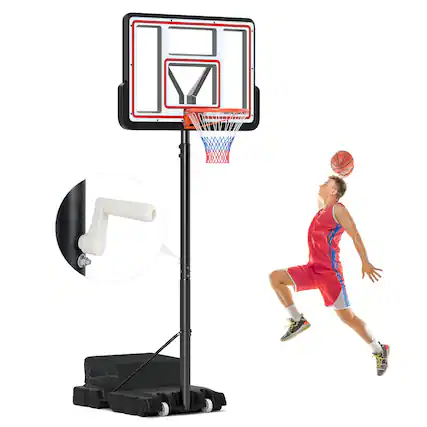 Front. Ecooso - Portable Adjustable Basketball Hoop Goal System - Black.