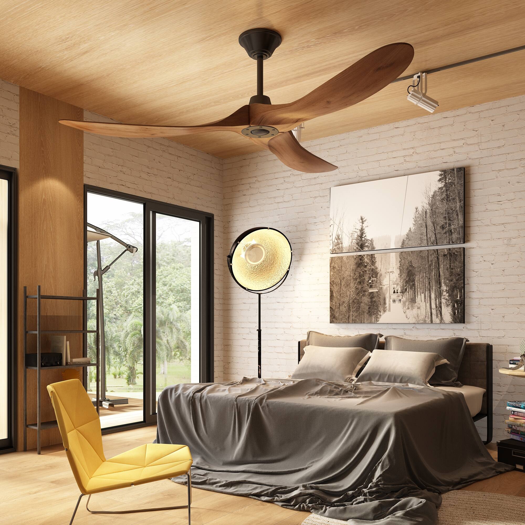 Alt View 10. Famapy - Famapy Solid Wood Ceiling Fan: Silent 6 - Speed, Reversible & Stylish - Brown.