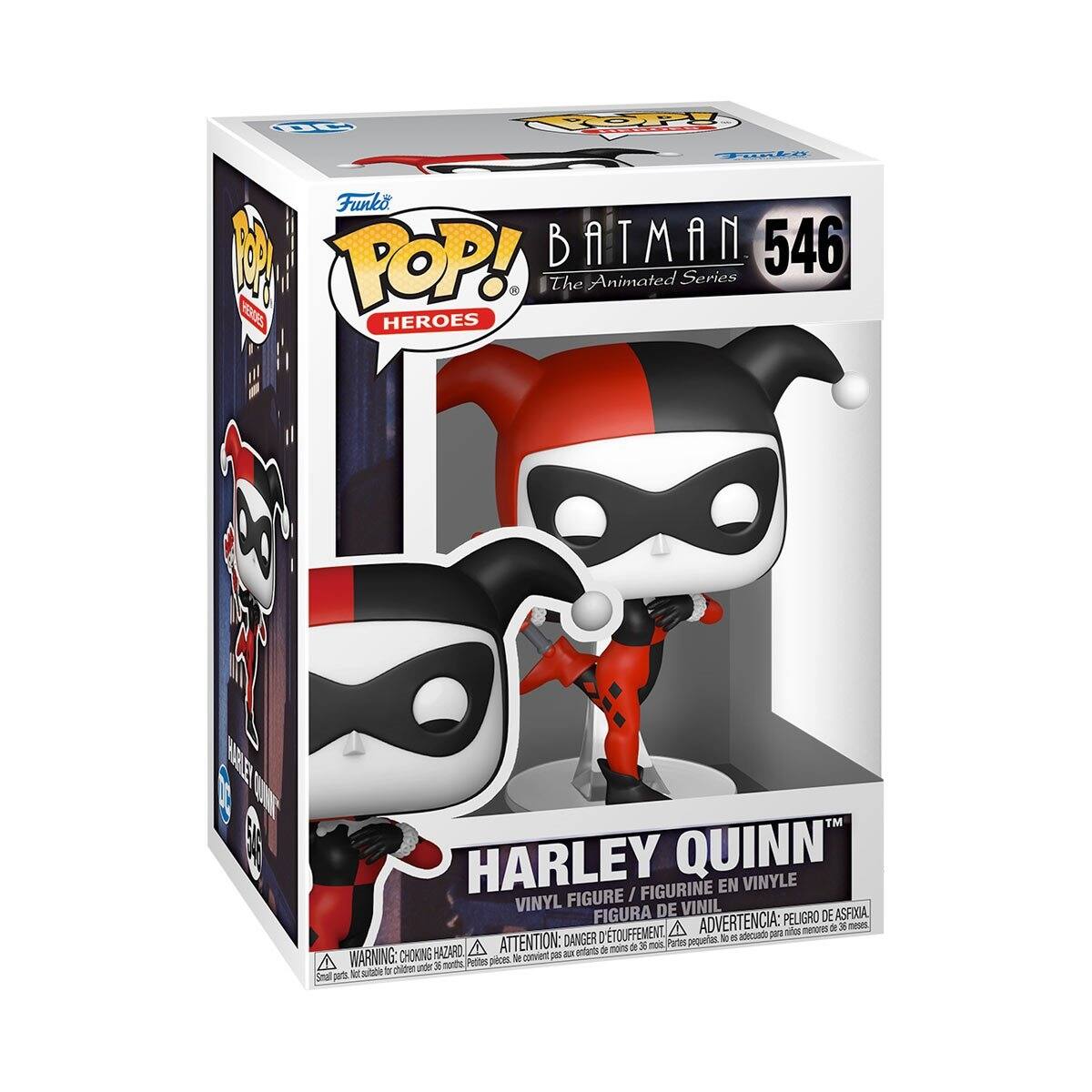 Funko POP!  
HEROES  

BATMAN 546  
The Animated Series  

HARLEY QUINN™  
VINYL FIGURE / FIGURINE EN VINYLE / FIGURA DE VINIL  

WARNING: CHOKING HAZARD - Small parts. Not for children under 3 years.  
ATTENTION: PELIGRO DE ASFIXIA - Pequeñas piezas. No conviene para menores de 3 años.  
ADVERTENCIA: DANGER D'ÉTOUFFEMENT - Petites pièces. Ne convient pas aux enfants de moins de 3 ans.
