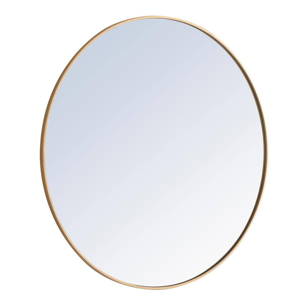 Alt View 1. Elegant Decor - Metal frame Round Mirror 42 inch Brass finish - Brass.