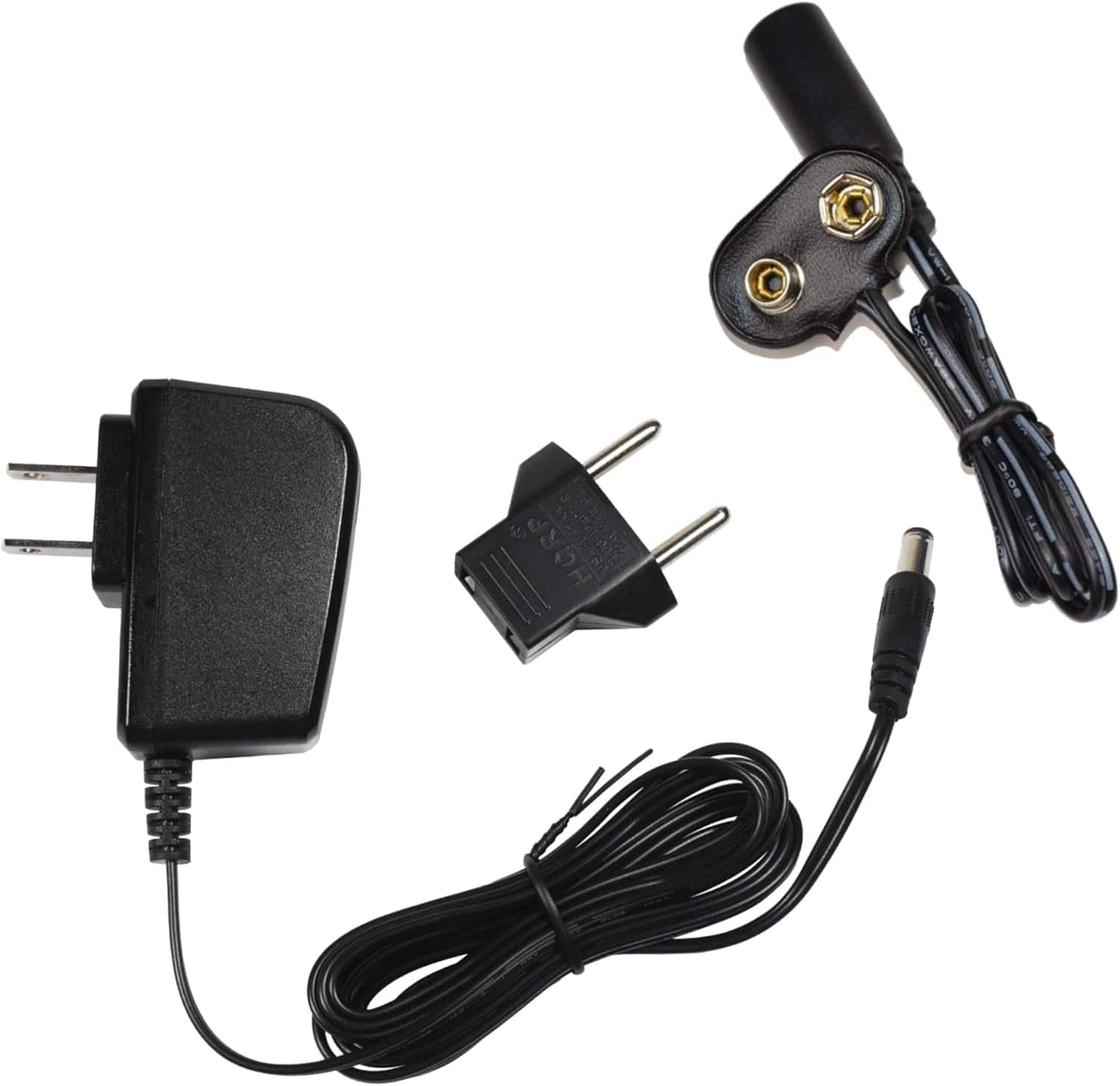 HQRP - UL Listed 9V Battery Snap Clip AC Adapter, Replaces PP3/6LR61/MN1604, Includes EU Plug Adapter - Black