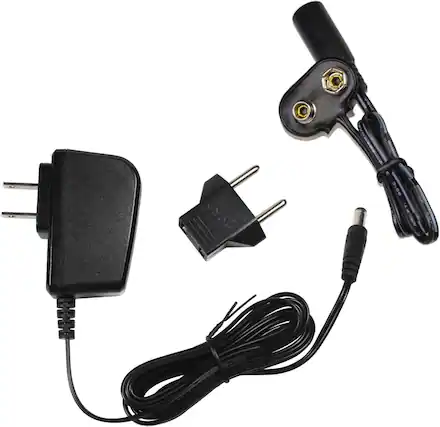 Front. HQRP - HQRP UL Listed 9V Battery Snap Clip AC Adapter, Replaces PP3/6LR61/MN1604, Includes EU Plug Adapter - Black.