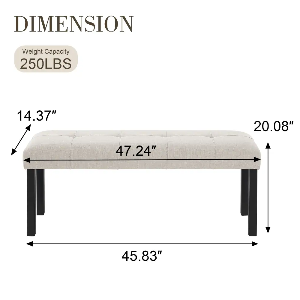 DIMENSION  
Weight Capacity 250LBS  
14.37"  
20.08"  
47.24"  
45.83"