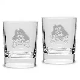 Jardine - ECU Pirates 2-Piece 11.75oz. Square Double Old Fashioned Glass Set - Multicolor