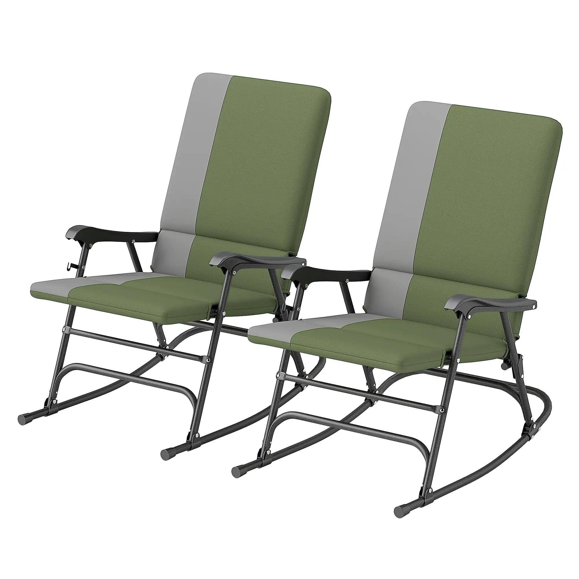 Resenkos - 2-Pack Outdoor Rocking Chairs, 400lb Weight Limit, Comfortable Wide Seats, Patio or Deck Relaxation - Dark Green