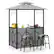 Front. Costway - 3 PCS Patio Bar Set with Tempered Glass Bar Table Metal Storage Shelves for Garden - Grey.