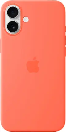 Front. Apple - iPhone 16 Plus Silicone Case with MagSafe - Tangerine.