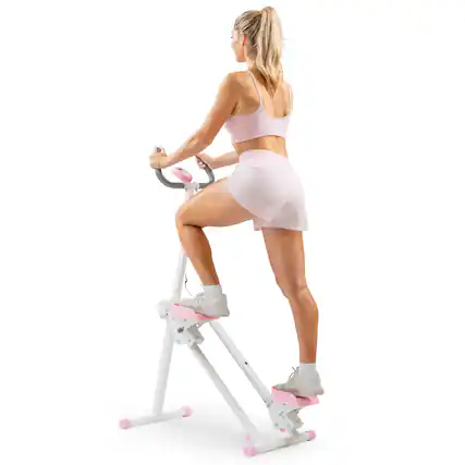 Front. Sunny Health & Fitness - Foldable Smart Cardio Step Climber - Bluetooth + SunnyFit® App, Adjustable Step Range & LCD Metrics - Pink.