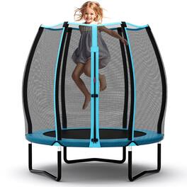 Pefilos - 55 Inch Trampoline for Kids Toddler, Mini Trampoline with Safety Enclosure Net - Blue