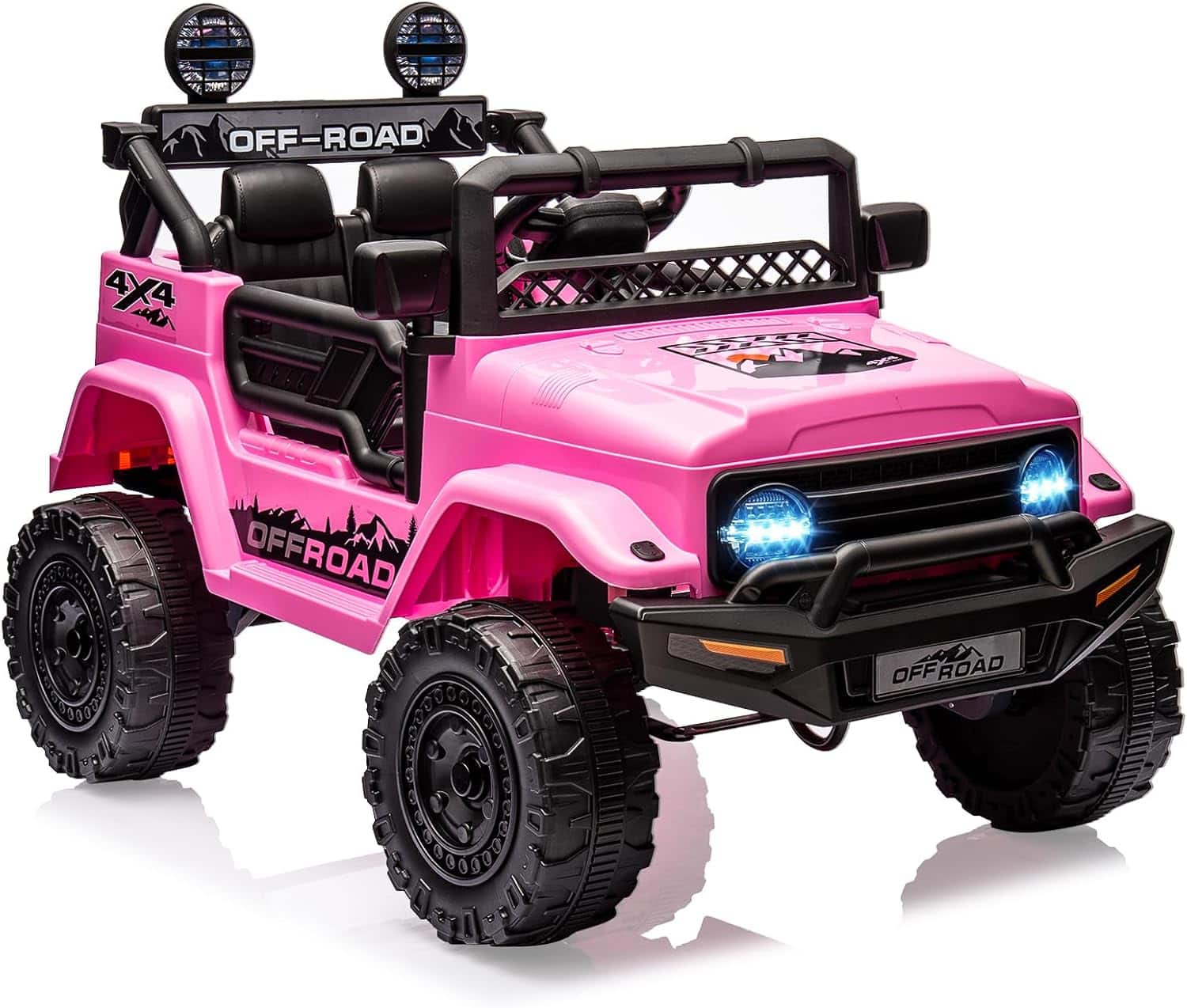Homhougo - 12V Battery Powered Ride On Truck, LED Lights, Parent Remote for Toddlers