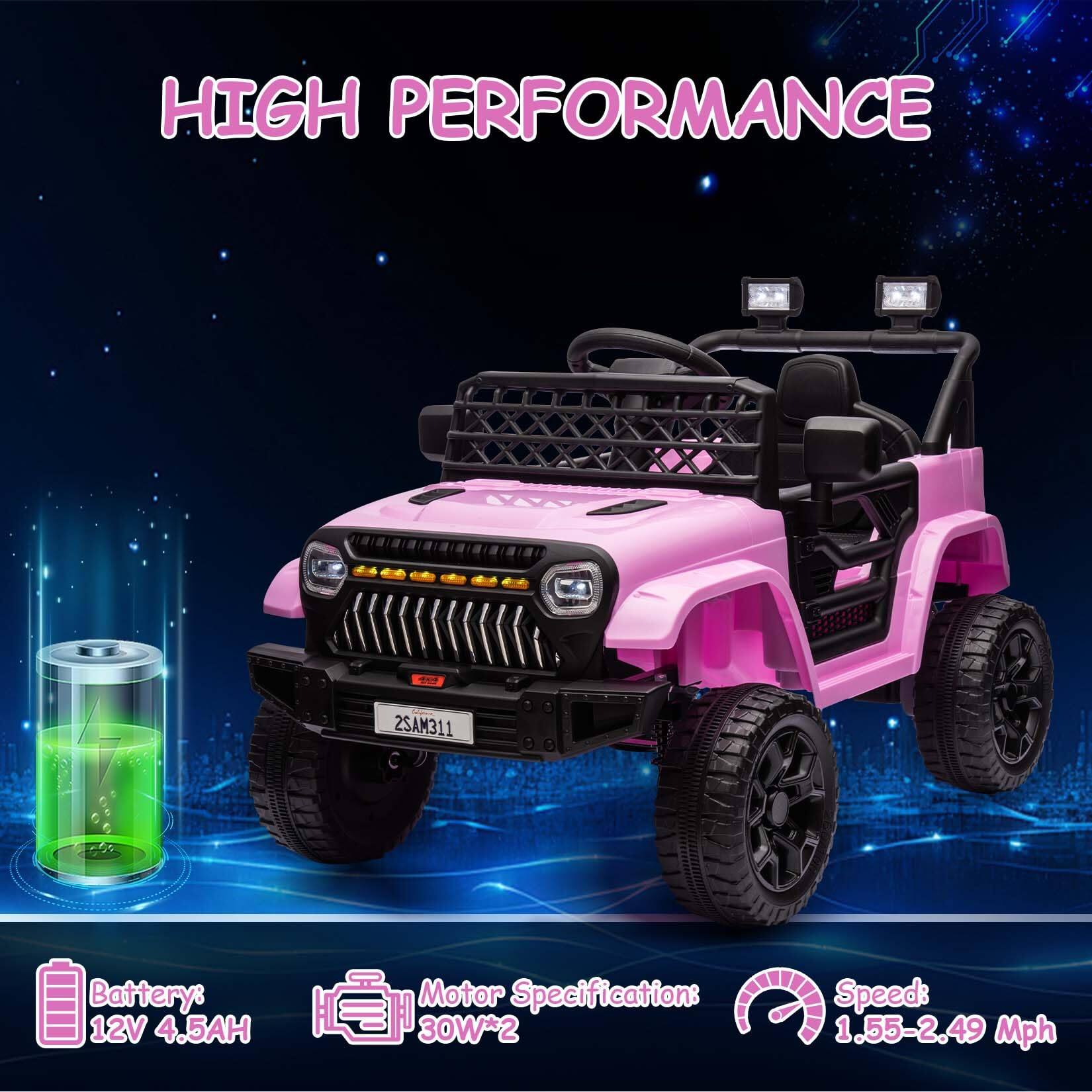 HIGH PERFORMANCE

Battery: 12V 4.5AH

Motor Specification: 30W*2

Speed: 1.55-2.49 Mph