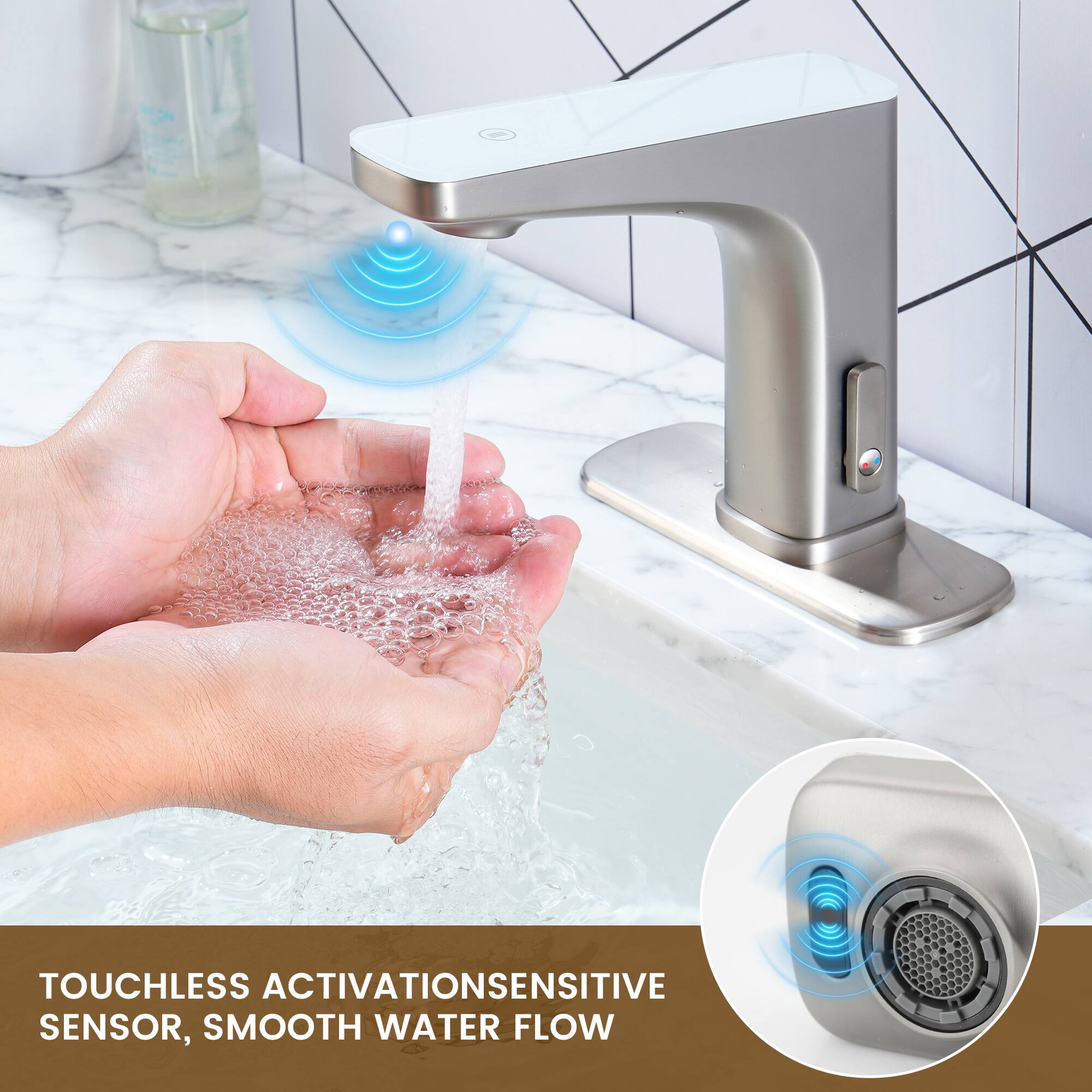 TOUCHLESS ACTIVATION SENSITIVE SENSOR, SMOOTH WATER FLOW