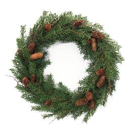 BreeBe - Mixed Pine Cone Wreath 26"D - Green, Brown