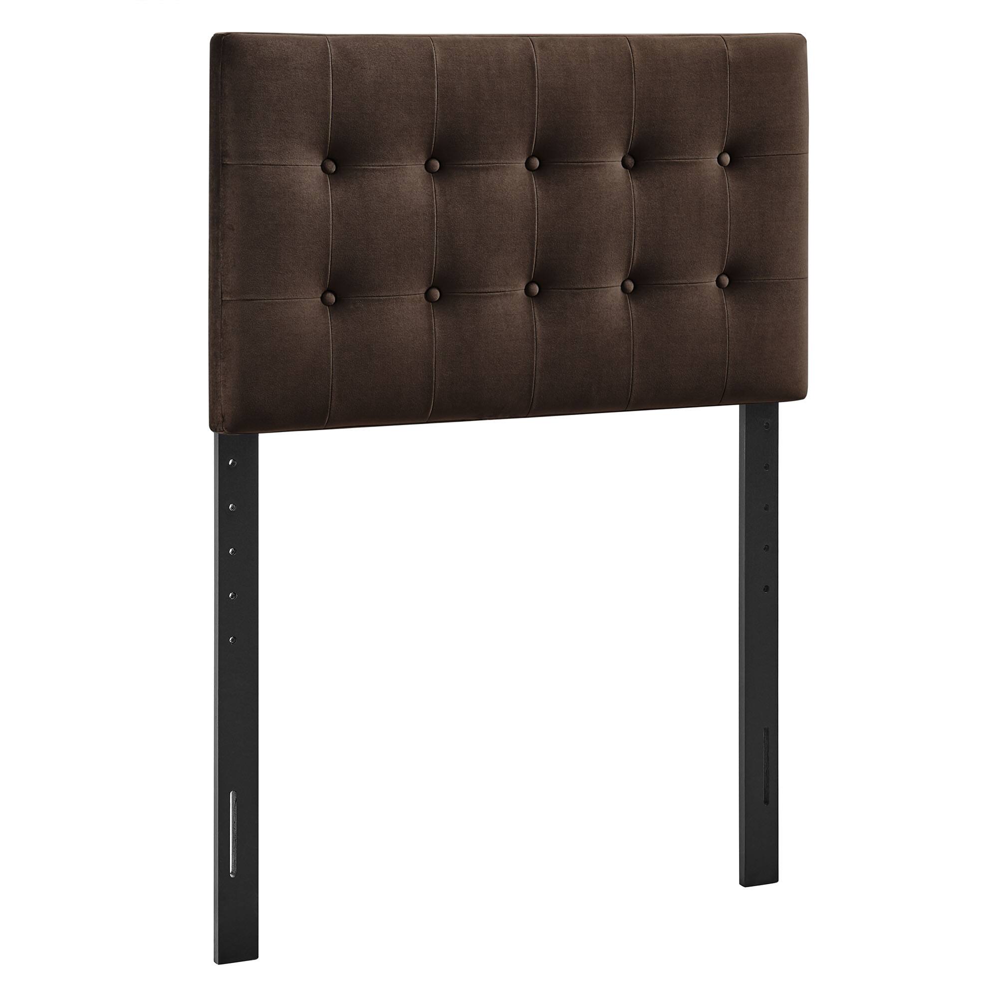 Angle. Modway - Emily Stain-Resistant Performance Velvet Twin Size Headboard - Chocolate Brown.