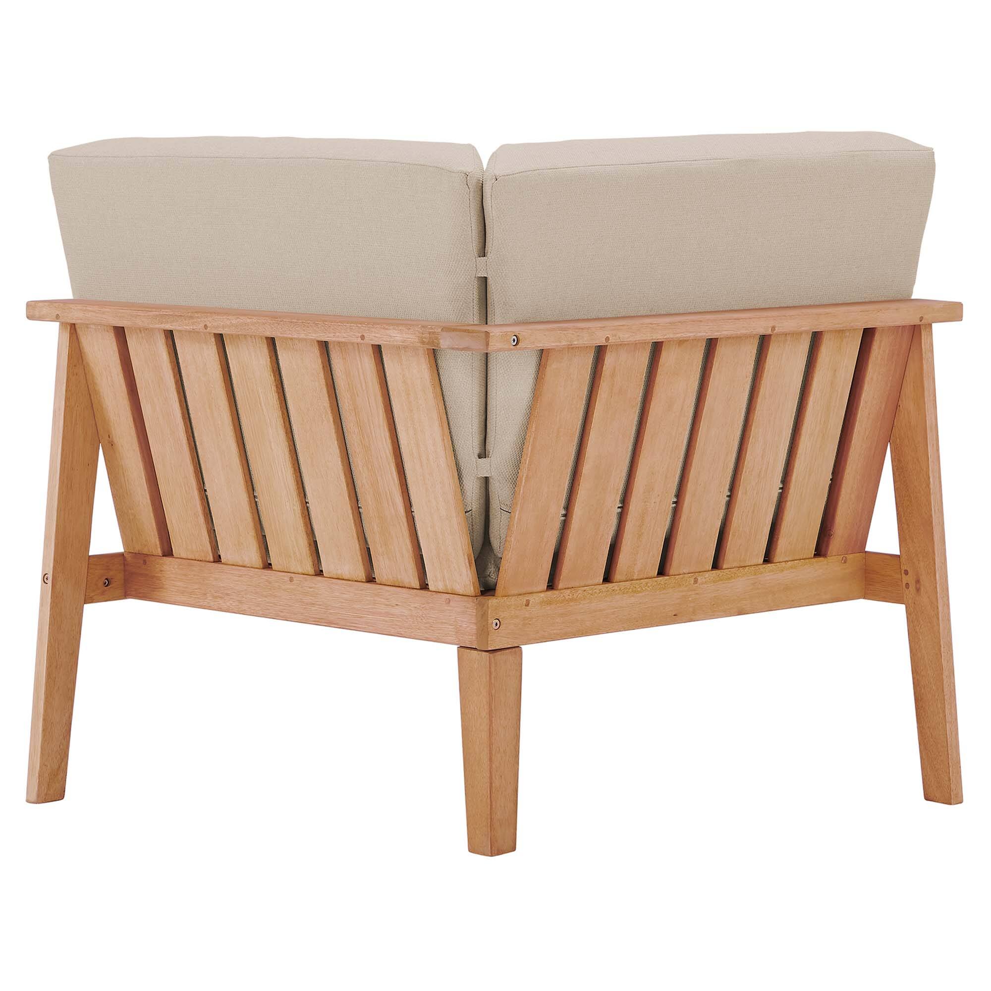 Alt View 4. Modway - Sedona Outdoor Patio Eucalyptus Wood Sectional Sofa Corner Chair by Modway - Natural Taupe.