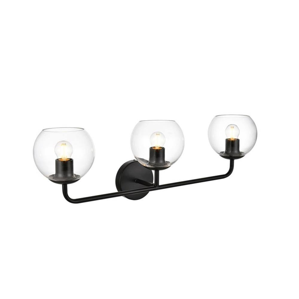 Alt View 3. Living District - Genesis 3-Light Iron and Glass Bath Sconce - Black.