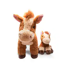 TriAction Toys - Snooze Monsters Interactive Bedtime Plush Set | Horse With Baby - Brown