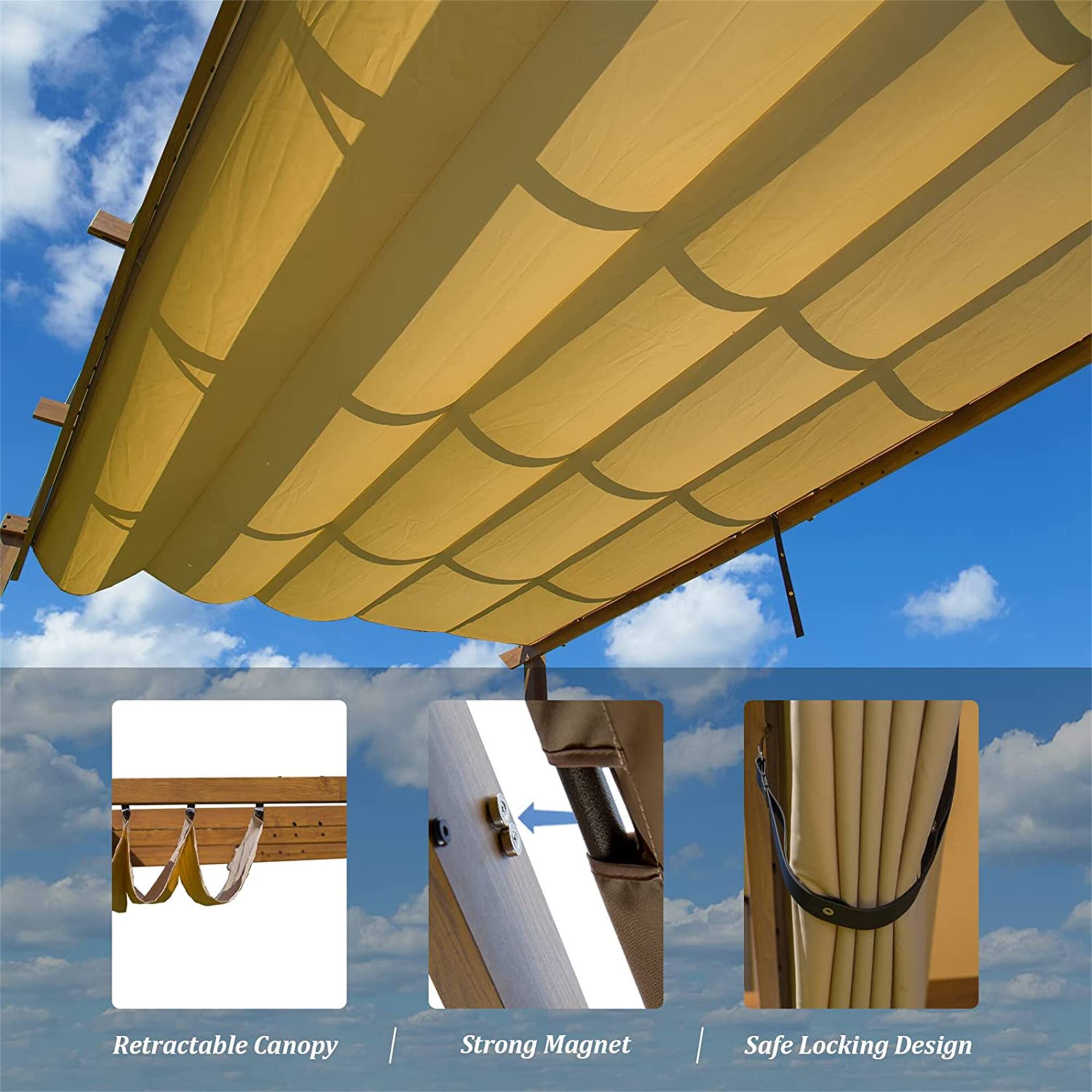 Retractable Canopy  
Strong Magnet  
Safe Locking Design