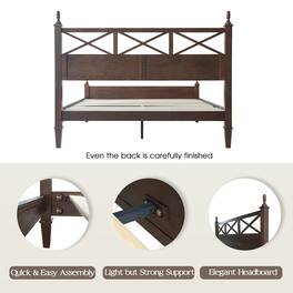 East West Furniture - King Wooden Platform Bed Frame - Dark Roast Oak