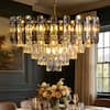 Front. Siljoy - 24-inch Gold K9 Crystal Chandelier Modern Ceiling Light for Living Room Kitchen Island, Dimmable E12 Base - Gold.