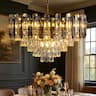 Siljoy - 24-inch K9 Crystal Chandelier Modern Ceiling Light for Living Room Kitchen Island, Dimmable E12 Base - Gold