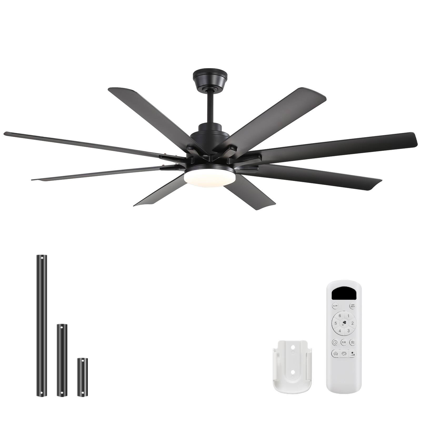 Front. Sofucor - 52-Inch Modern Ceiling Fan with Light, Dimmable & Quiet, 3CCT, Remote, Indoor/Outdoor for Bedroom Living Room - Black.