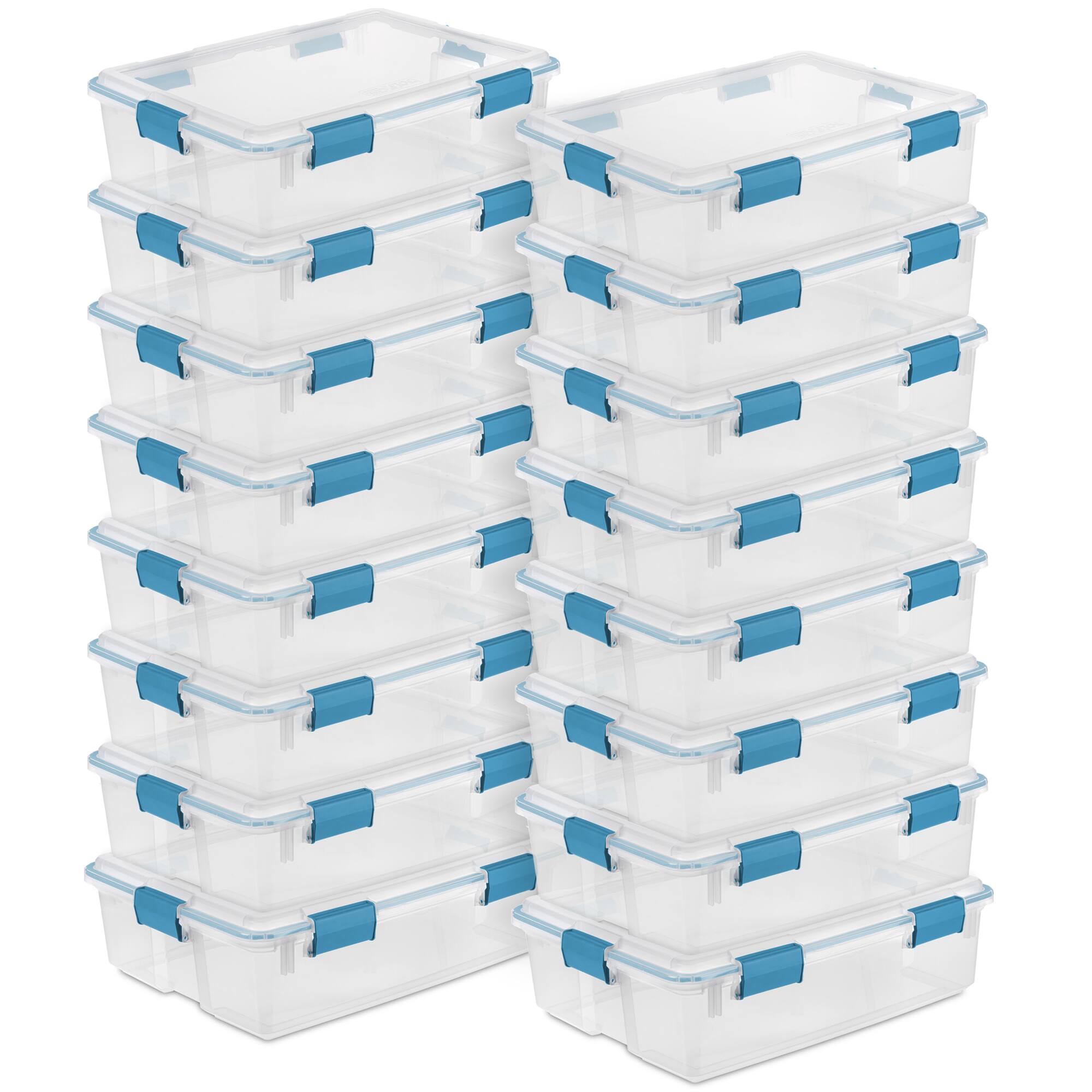 Sterilite - 37 Qt Clear Plastic Home Storage Tote Bin with Secure Lids, (16 Pack)
