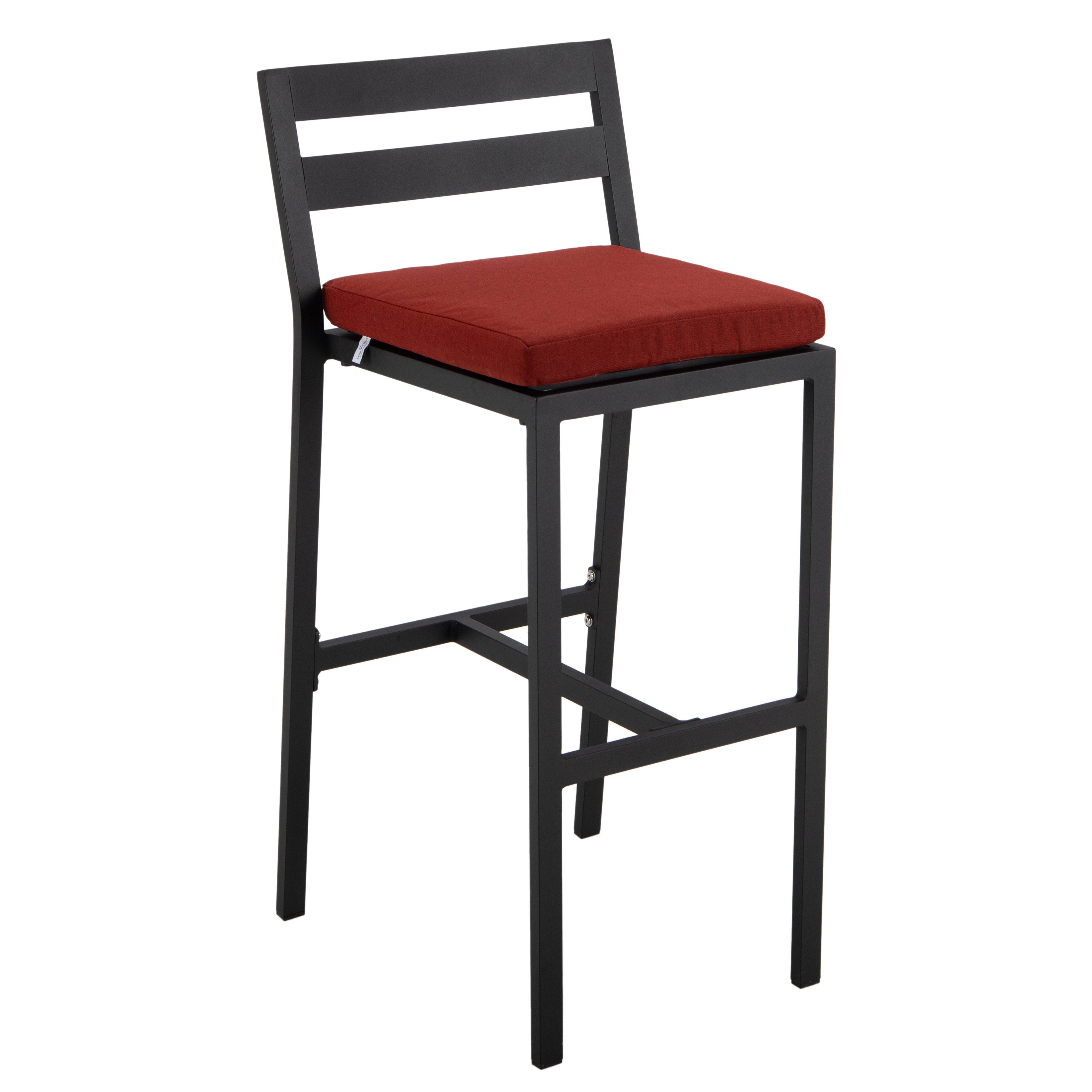 Front. LeisureMod - Chelsea Outdoor Patio Bar Stool, Weather Resistant Aluminum Counter Chair with Olefin Cushion - Cherry.