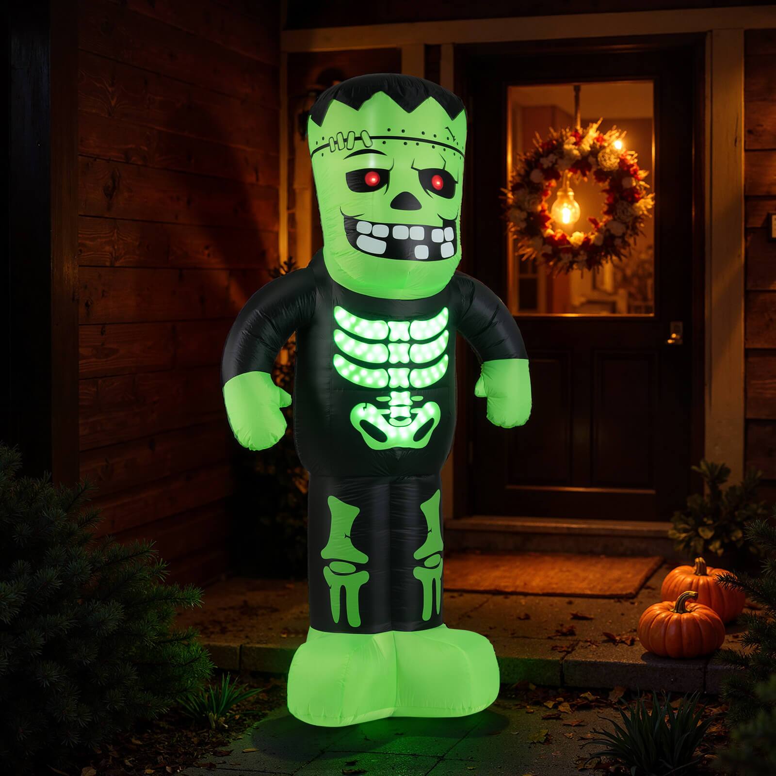 Alt View 3. Costway - Costway 8.4 Ft Tall Halloween Inflatable Decoration LED-lit Inflatable Green Zombie - Multicolor.