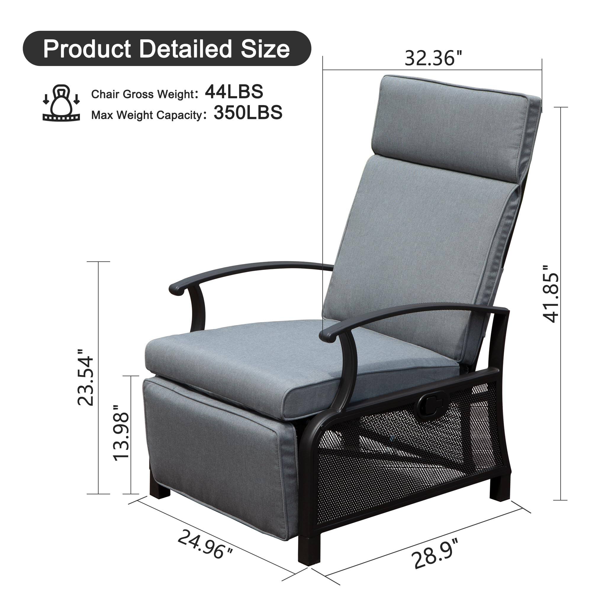 Product Detailed Size

Chair Gross Weight: 44LBS  
Max Weight Capacity: 350LBS

- Height: 41.85"
- Width: 32.36"
- Depth: 28.9"
- Seat Height: 13.98"
- Seat Depth: 23.54"
- Armrest Height: 24.96"