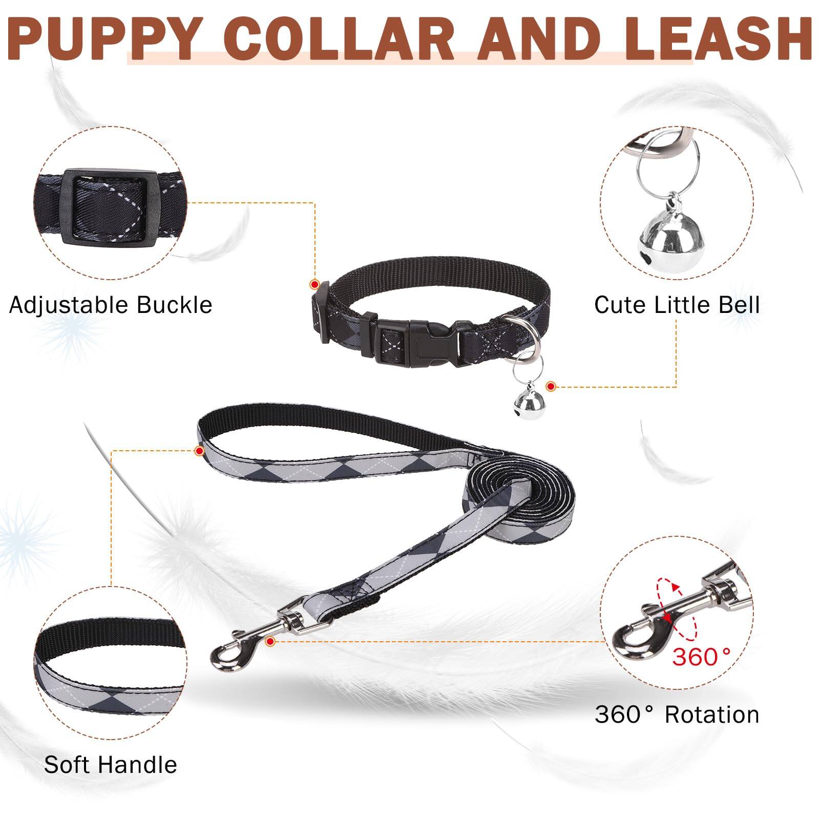 PUPPY COLLAR AND LEASH

- Adjustable Buckle
- Cute Little Bell
- Soft Handle
- 360° Rotation