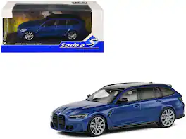 2023 BMW M3 Touring (G81) Competition San Marino Top 1/43 Diecast Model Car by Solido - Blue Metallic with Black