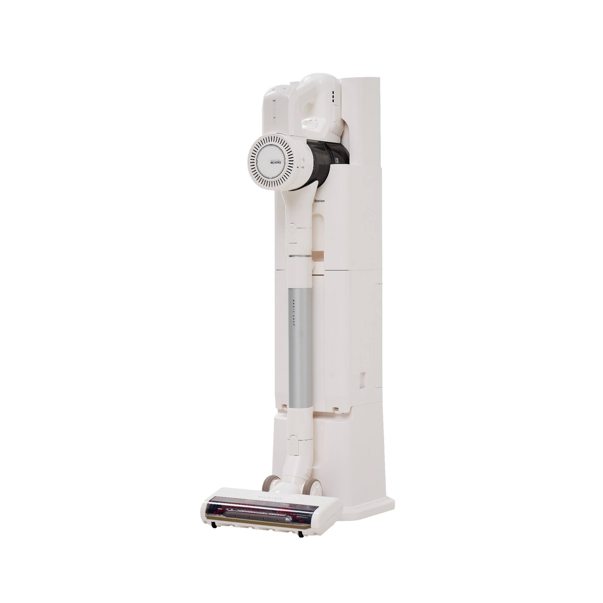Alt View 2. Magic Chef - Bagless Cordless Self-Cleaning Stick Vacuum and Charging Tower with HEPA Filter in White.