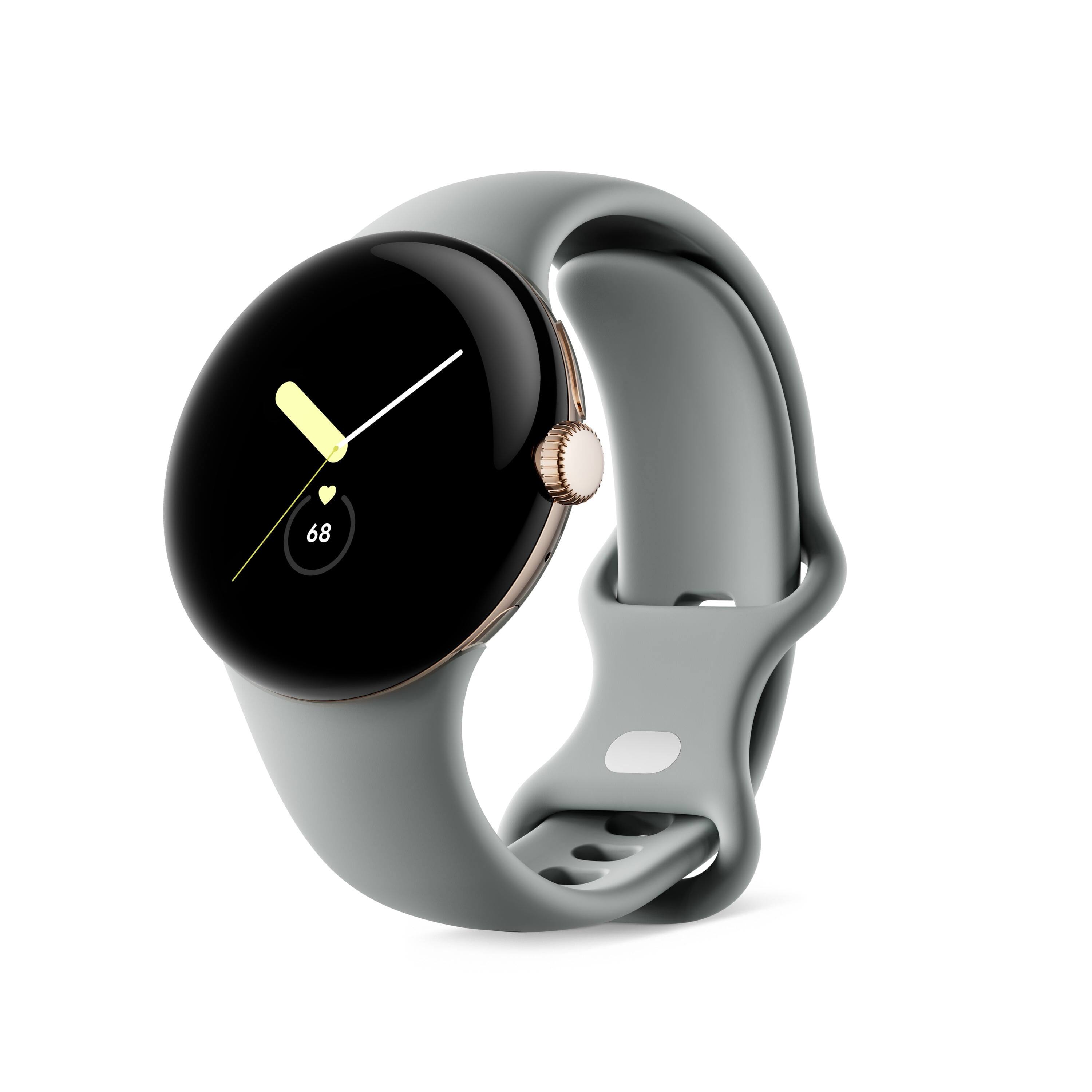 Front. Google - Pixel Watch (2022) 41mm (GPS + Cellular) Stainless Steel - Champagne Gold.