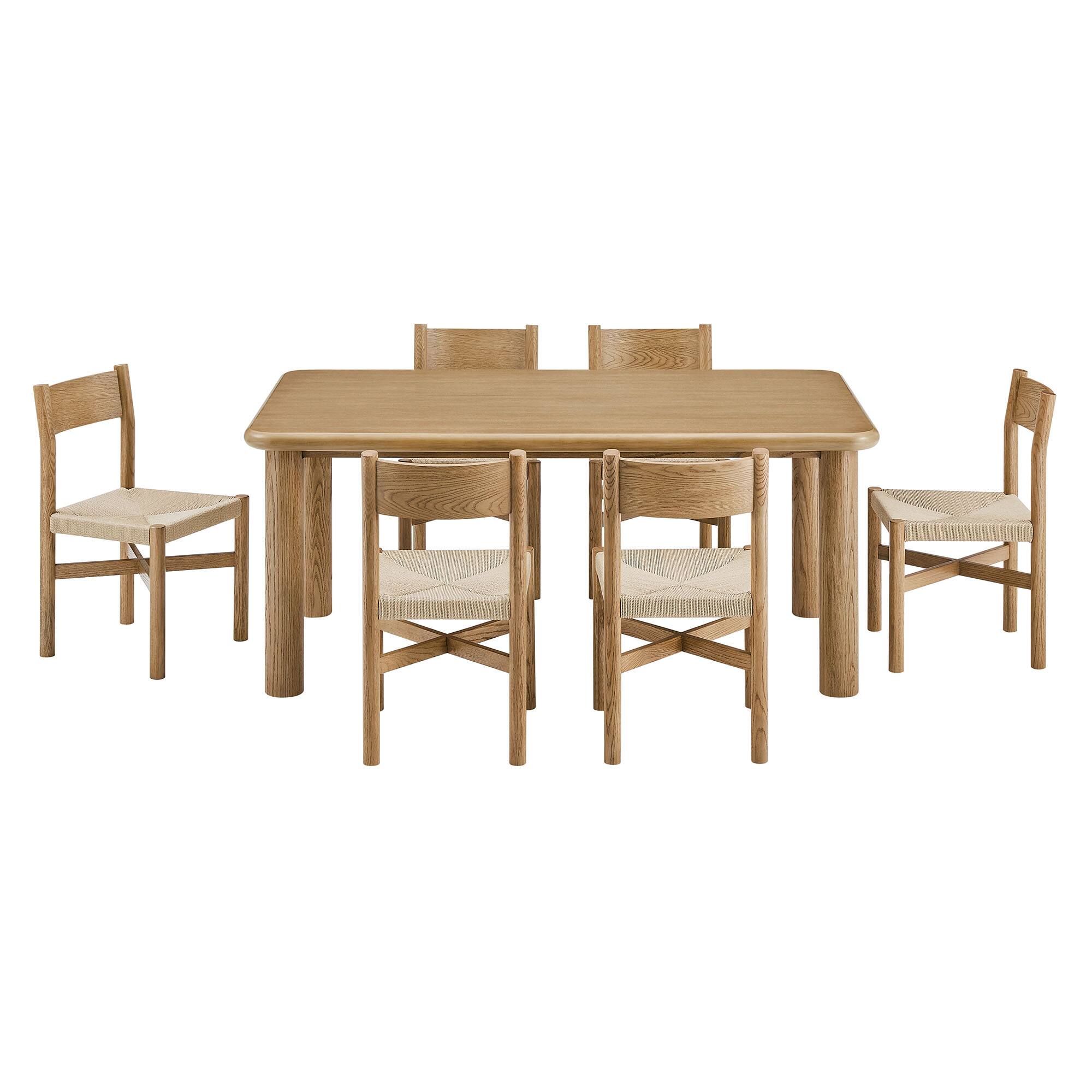 Angle. Modway - Alvia 7-Piece Wood Dining Table and Chairs Set by Modway - Weathered Oak.