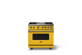 Viking - 36"W. 4 Burner Pro 5 Series 5.6 Cu. Ft. Freestanding Sealed Dual Fuel Convection Range/Griddle - Daffodil - Daffodil