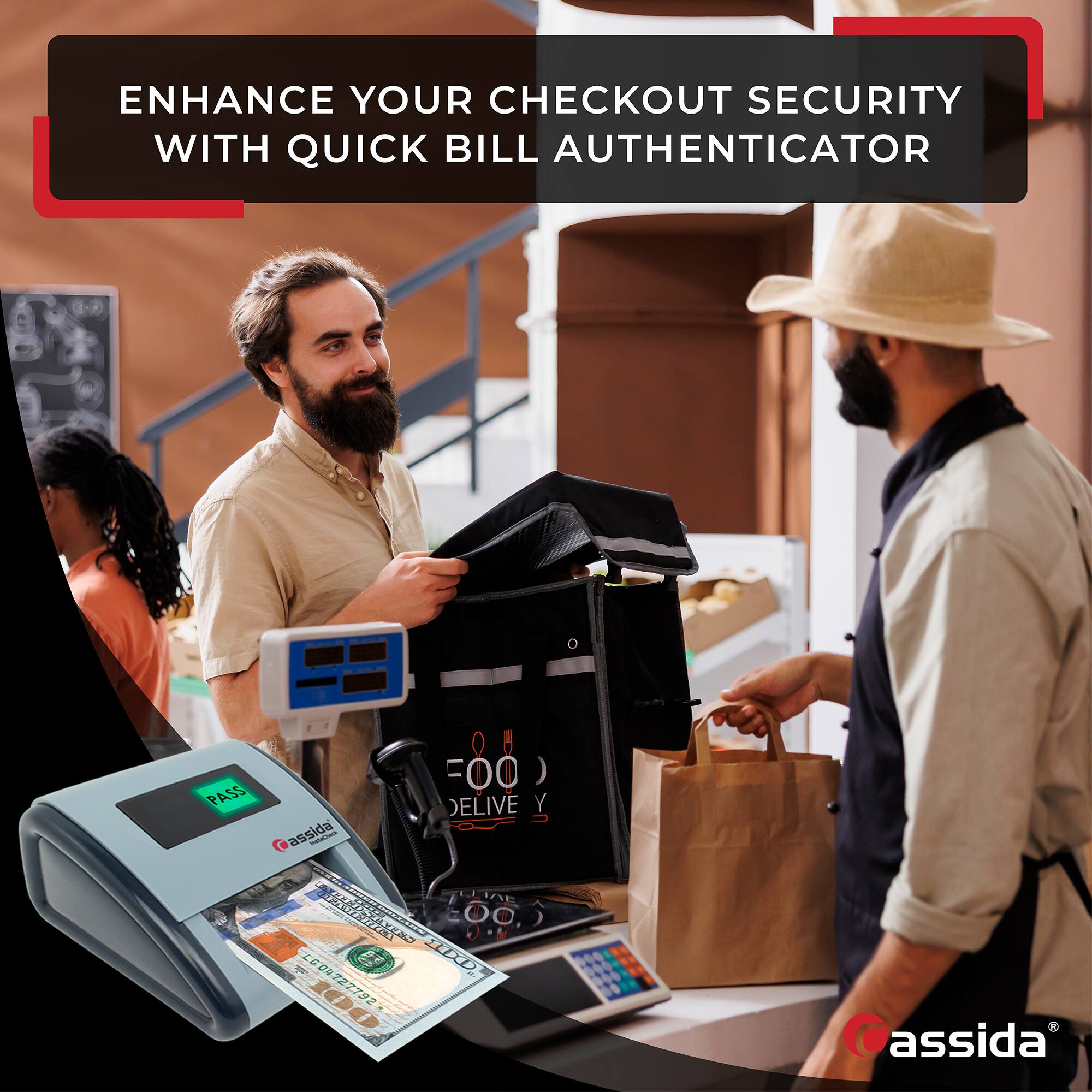 ENHANCE YOUR CHECKOUT SECURITY WITH QUICK BILL AUTHENTICATOR

PASS

assida

DELIVE Y

assida