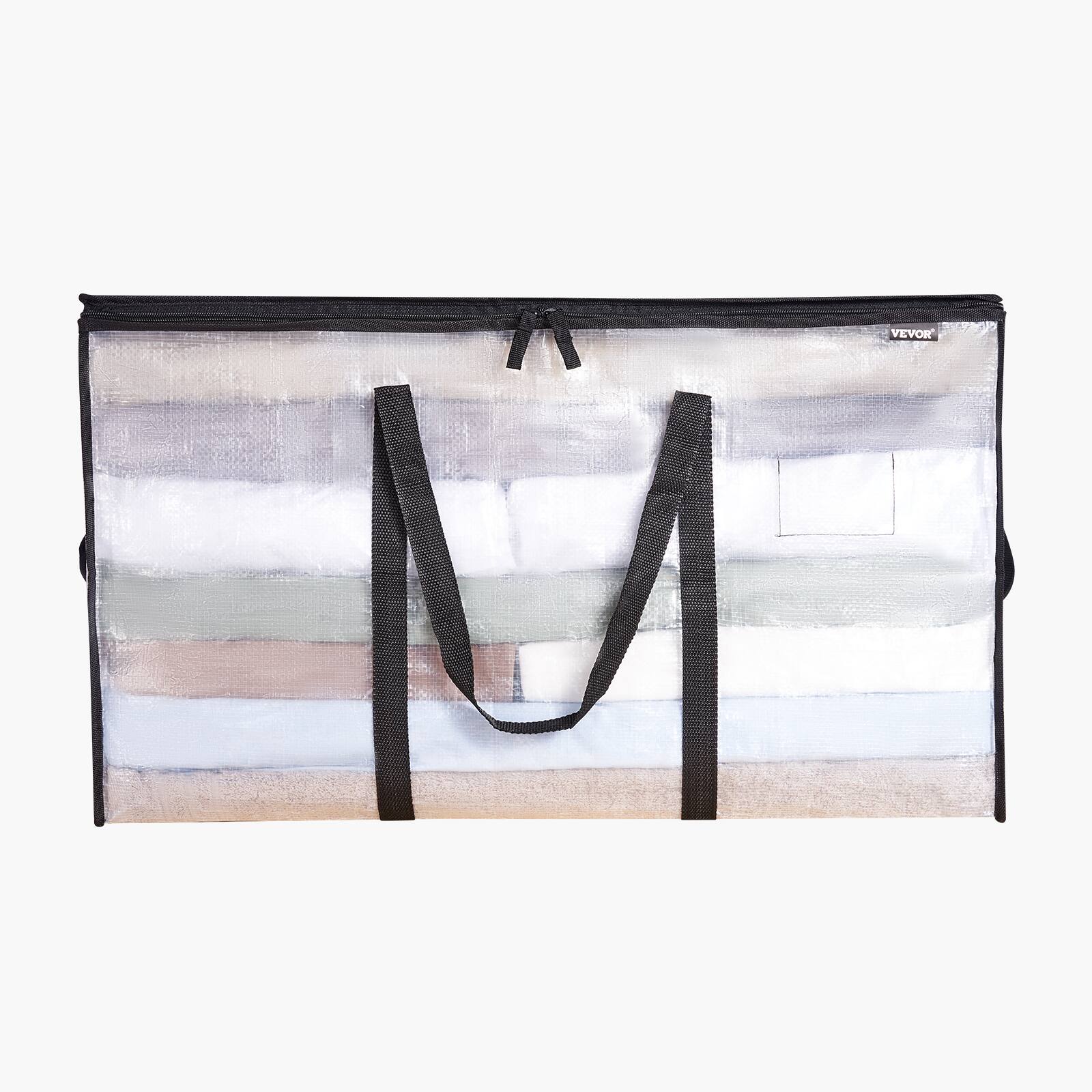 Alt View 5. VEVOR - 90L Large Storage Bags, 6 Pack Clothes Storage Bins, Foldable Closet Organizers Containers with Reinforced Handle - Transparent.