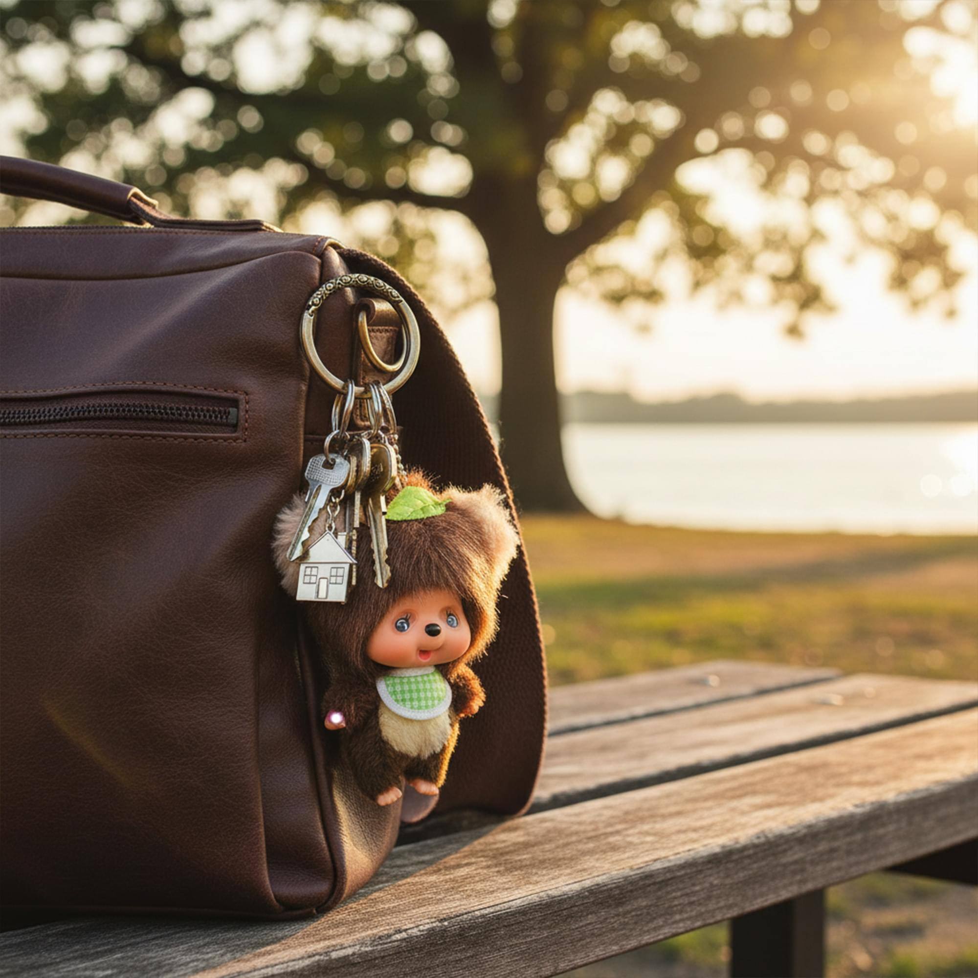 Alt View 2. Sumikkogurashi - Monchhichi Friends TanuTanu 6 Inch Plush Keychain - Brown.