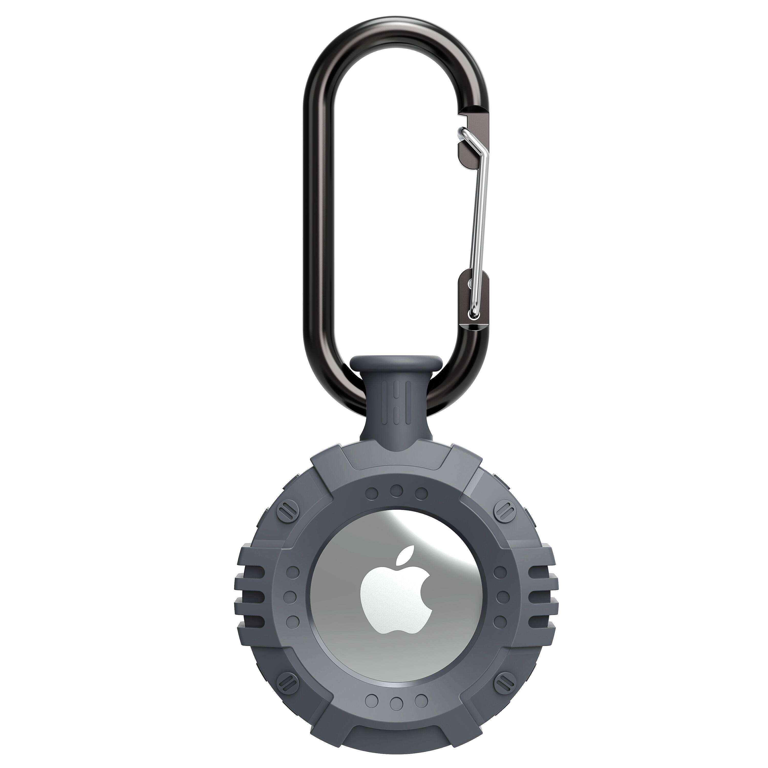 Back. Vena - For Apple AirTag Holder, AirTag Keychain Round TPU, AirTag Case Cover For Pet Dog Cat Collar Luggage , Gray - Gray.