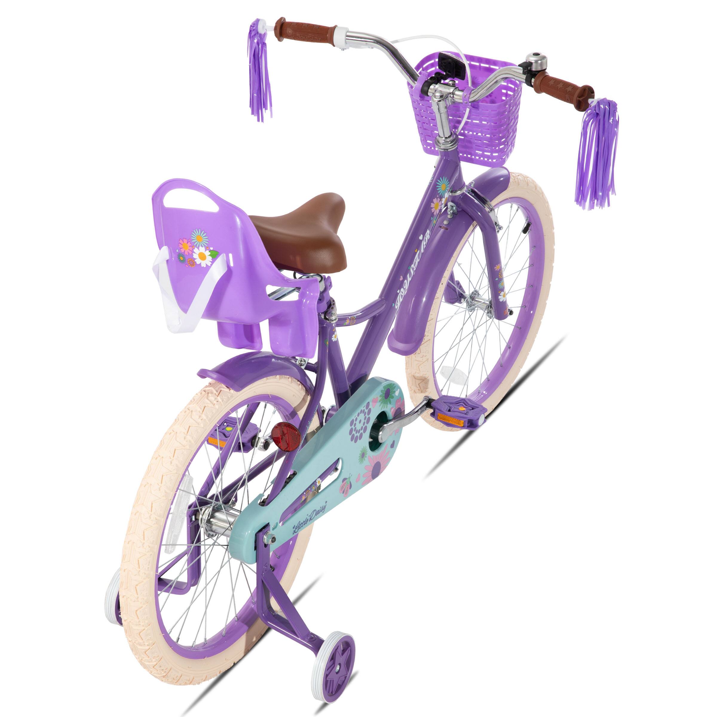 Alt View 4. JOYSTAR - Little Daisy 20" Kids Bike for Girls Boys Ages 8+, Children's Bicycle with Doll Seat & Streamers, Purple - Purple.